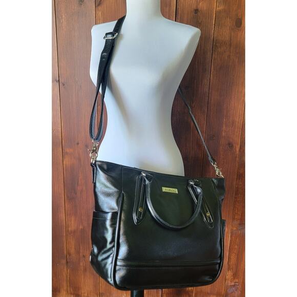 Lily Jade Anna Diaper Bag Black Vegan Leather Purple Lining Rare Discontinued🖤 - Picture 16 of 16